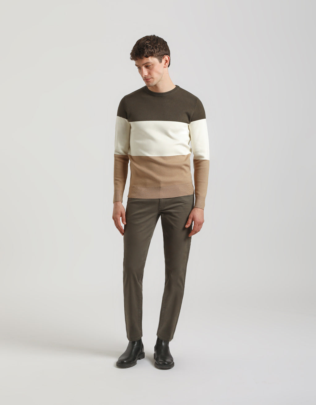 Maglia girocollo colorblock in viscosa