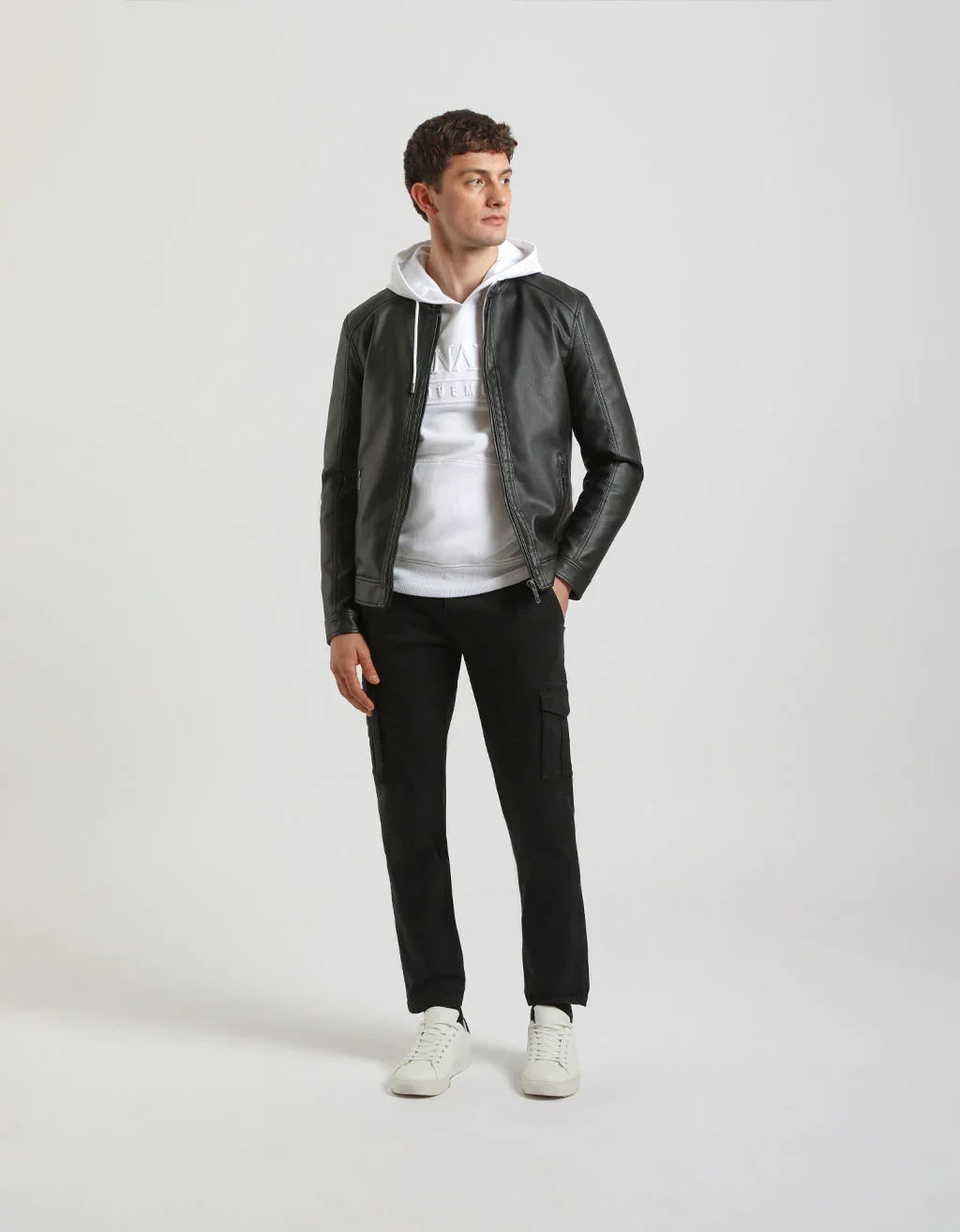 Giubbotto biker effetto pelle