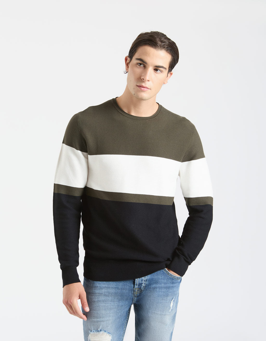 Maglia girocollo colorblock
