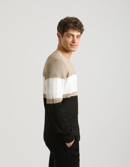 Maglia girocollo colorblock
