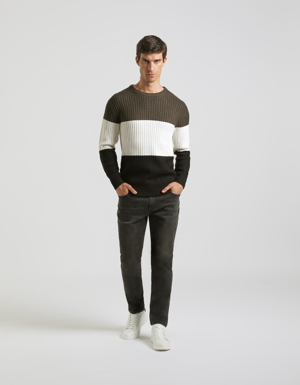 Maglia girocollo colorblock