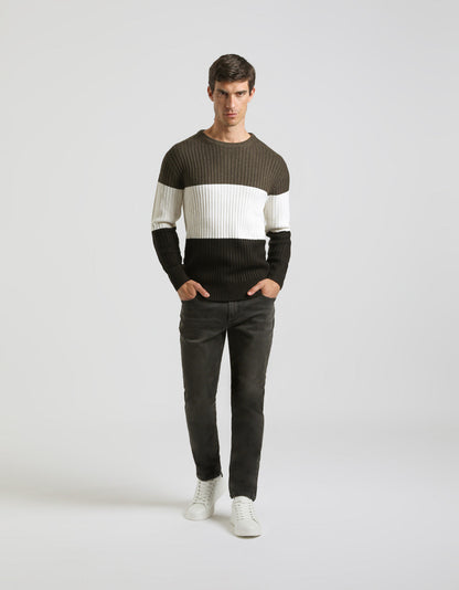 Maglia girocollo colorblock