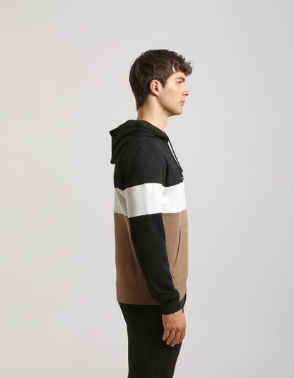 Felpa con cappuccio colorblock