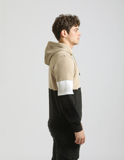 Felpa con cappuccio colorblock
