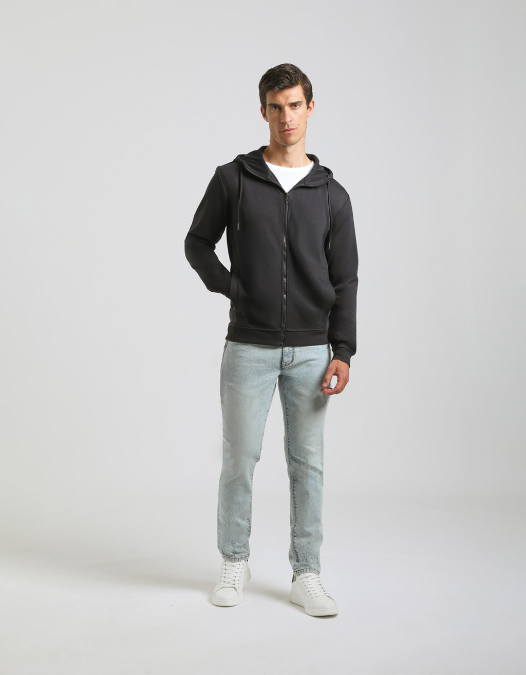 Felpa zip con cappuccio