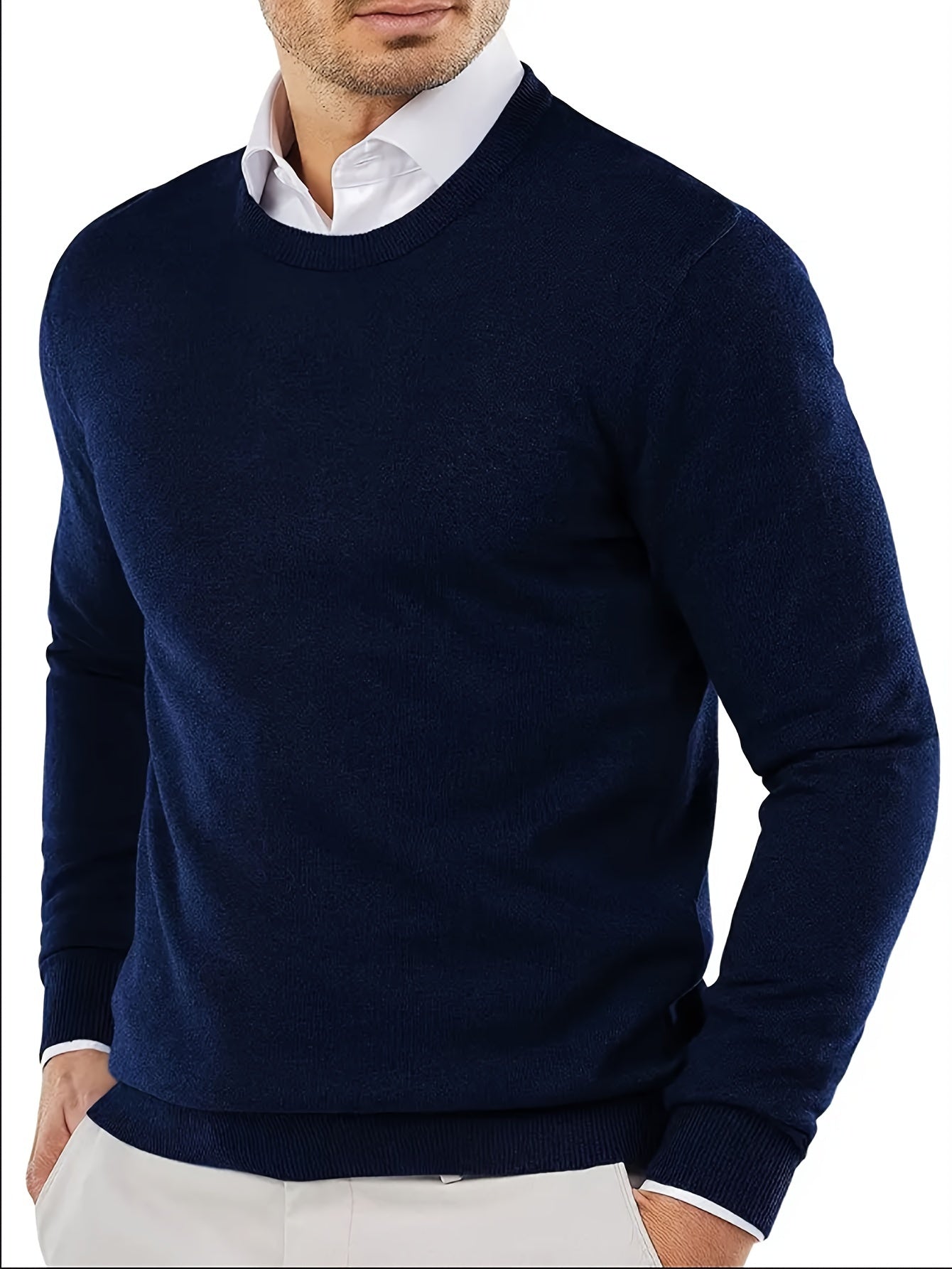 Maglione Girocollo In Maglia Tinta Unita