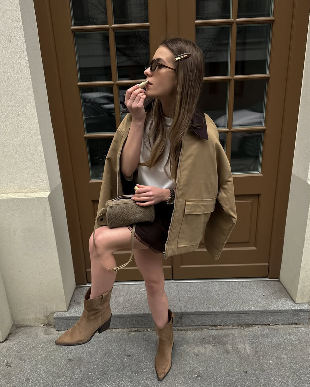 Eva Woven Suede Bag